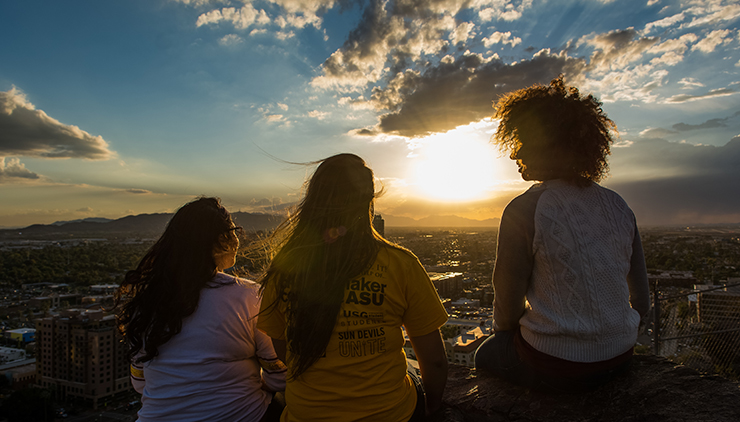 Three students on A mountain
