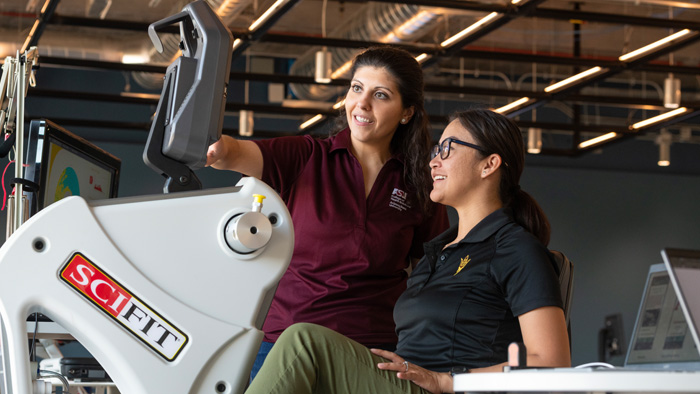 Two students research