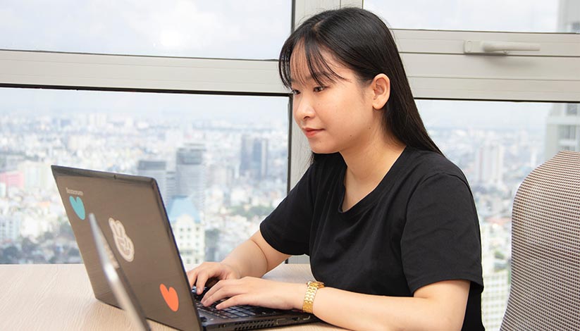 Student taking a test on a computer